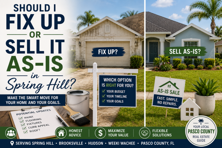 Should I fix up my house or sell as-is in Spring Hill Florida with local home selling advice and repair guidance