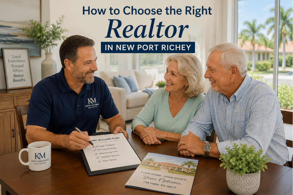 Realtor meeting with homeowners to discuss how to choose the right Realtor in New Port Richey.