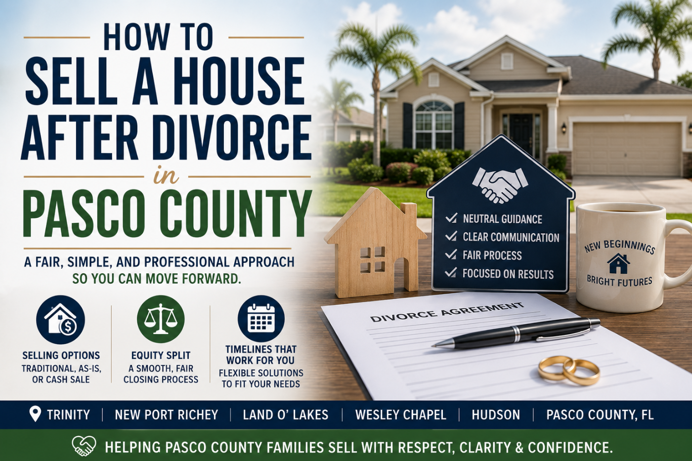 How to sell a house after divorce in Pasco County with fair communication, equity guidance, and local real estate support
