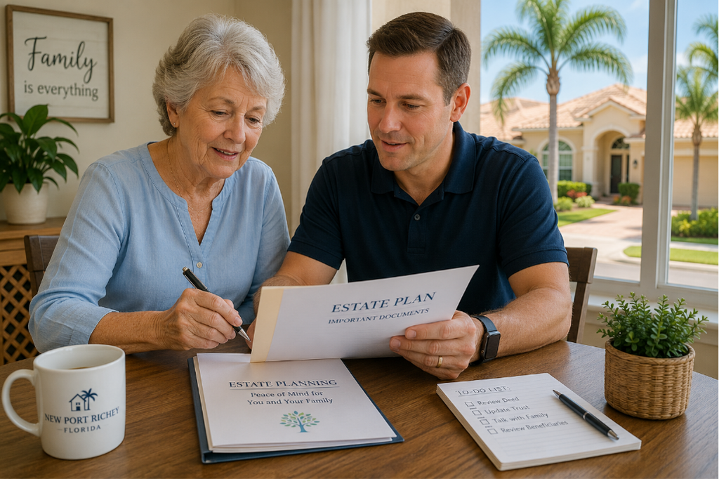 Florida homeowners reviewing estate planning documents to avoid probate when selling a home.