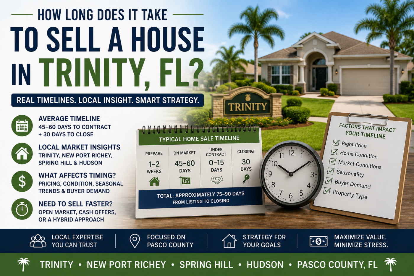 How long it takes to sell a house in Trinity FL including local market timing and Pasco County home selling trends