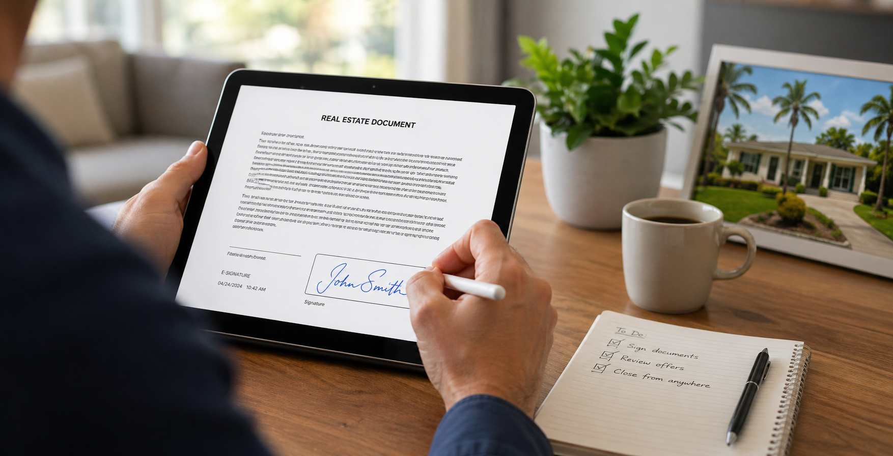 Signing real estate documents online for remote home sale