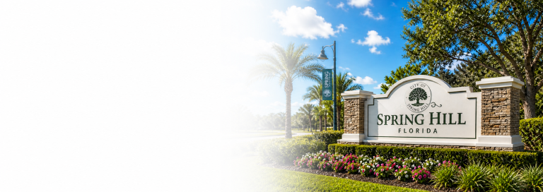 Spring Hill Florida city sign representing local real estate market