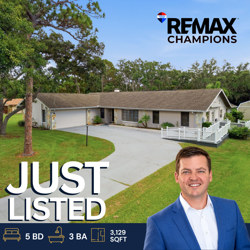 Just listed home in Trinity, Florida with 5 bedrooms, 3 bathrooms, and 3,129 square feet, listed by Keith Mathias of RE/MAX Champions.