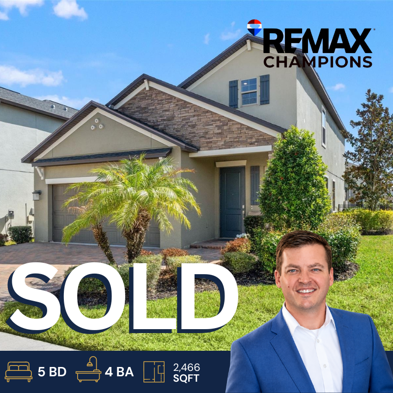 Sold two-story home in Trinity, Florida with Keith Mathias of RE/MAX Champions featuring five bedrooms, four bathrooms, and 2,466 square feet.