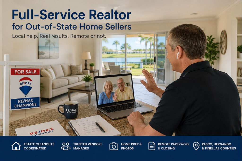Full-service Realtor helping an out-of-state seller prepare a home for sale in Pasco County.
