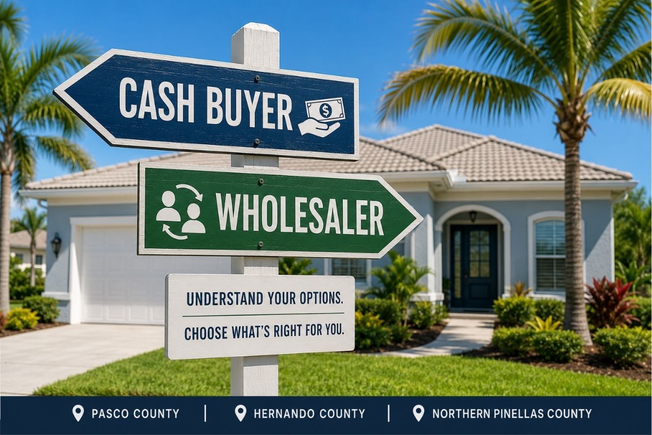 Florida homeowner comparing a cash buyer and wholesaler before selling a house.
