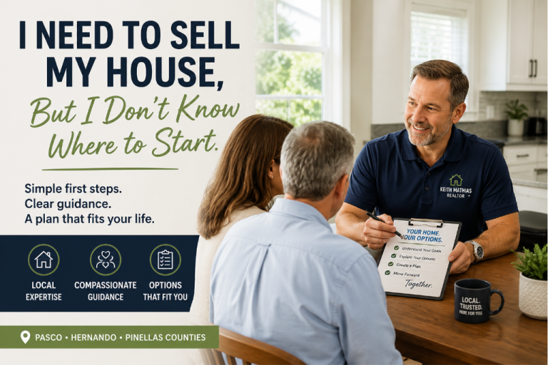 Realtor helping homeowners decide where to start selling a house in Pasco County.